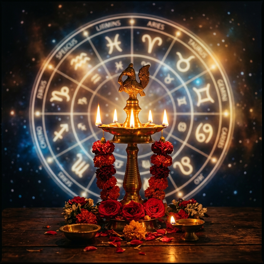 Sacred Lamp and Astrological Chart